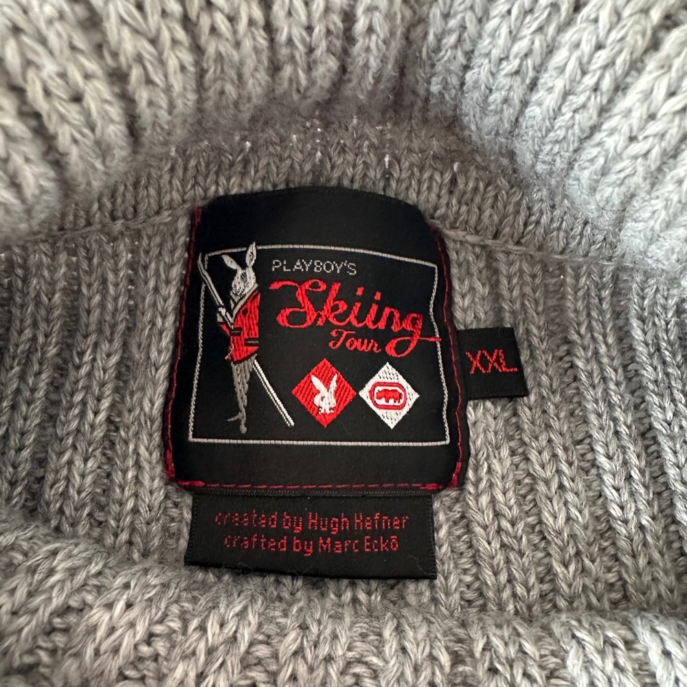 Rare Vintage Ecko Unltd X Playboy Chunky Ribbed Hologram Ski Sweater XXL - Picture 3 of 15
